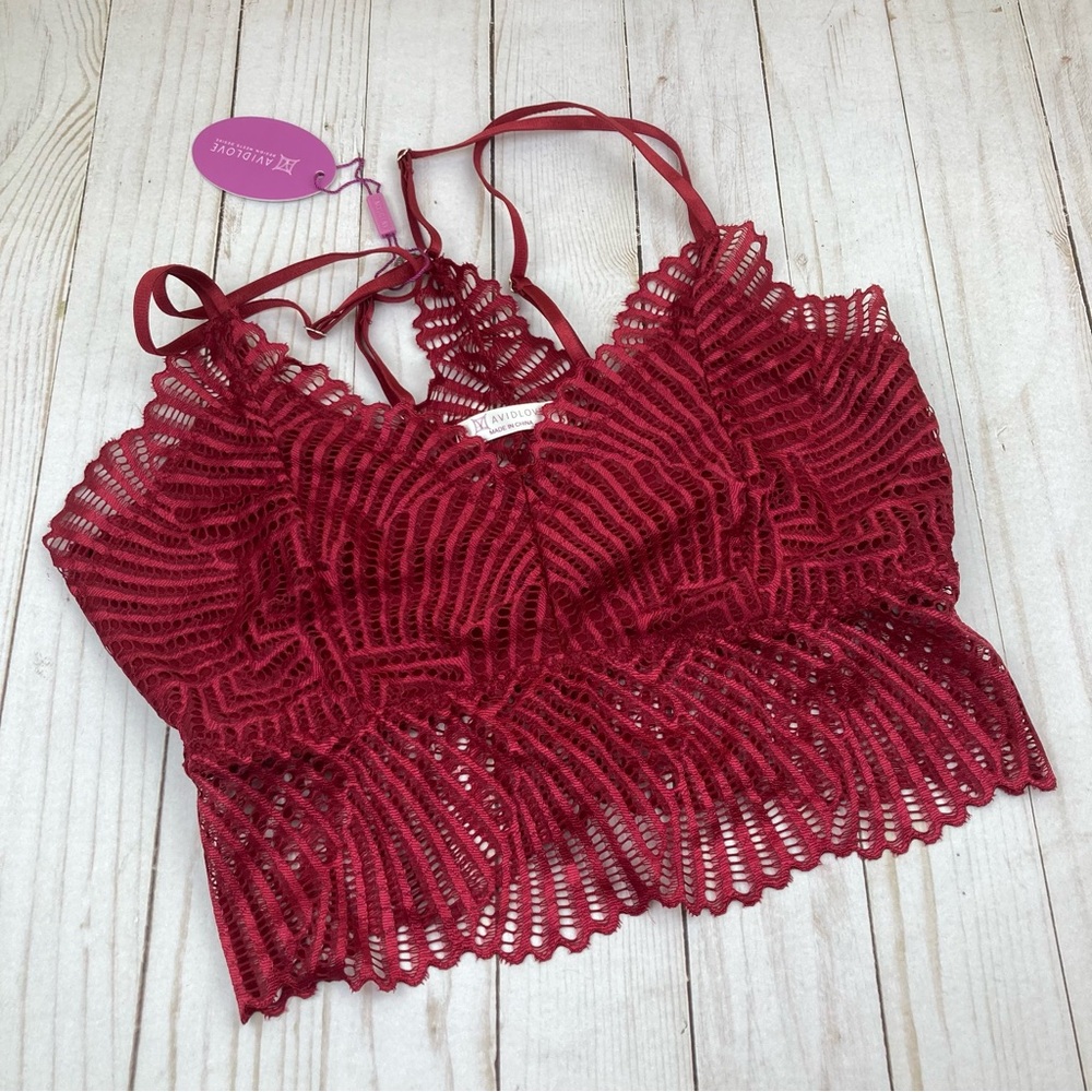 NWT Avidlove Lace Bralette Red S B005